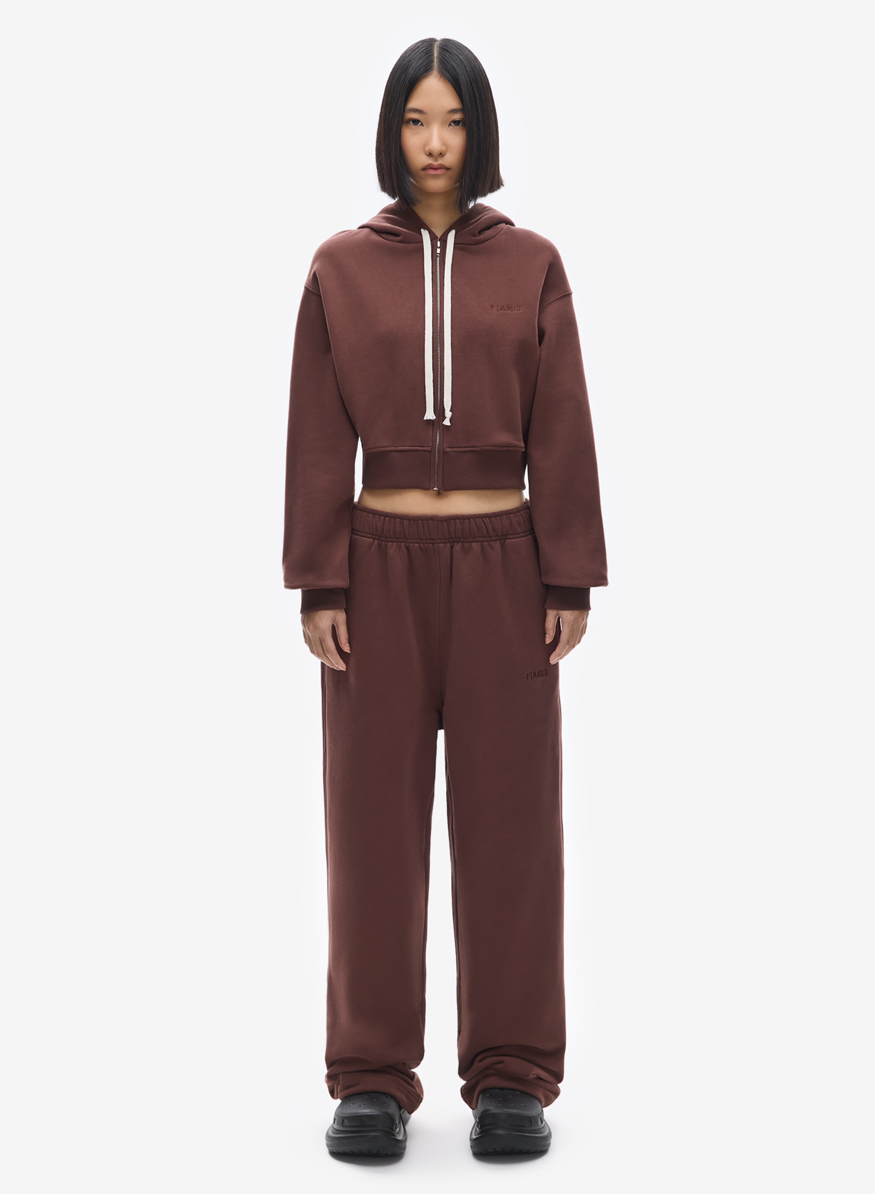 Худи zip crop Uniform Reddish Brown FABLE