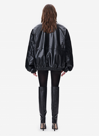 Бомбер кожаный FABLE FW2425 (Black)