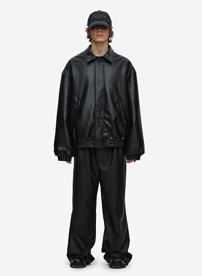 Бомбер кожаный FABLE FW2425 (Black)