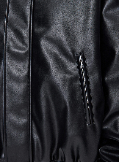 Бомбер кожаный FABLE FW2425 (Black)