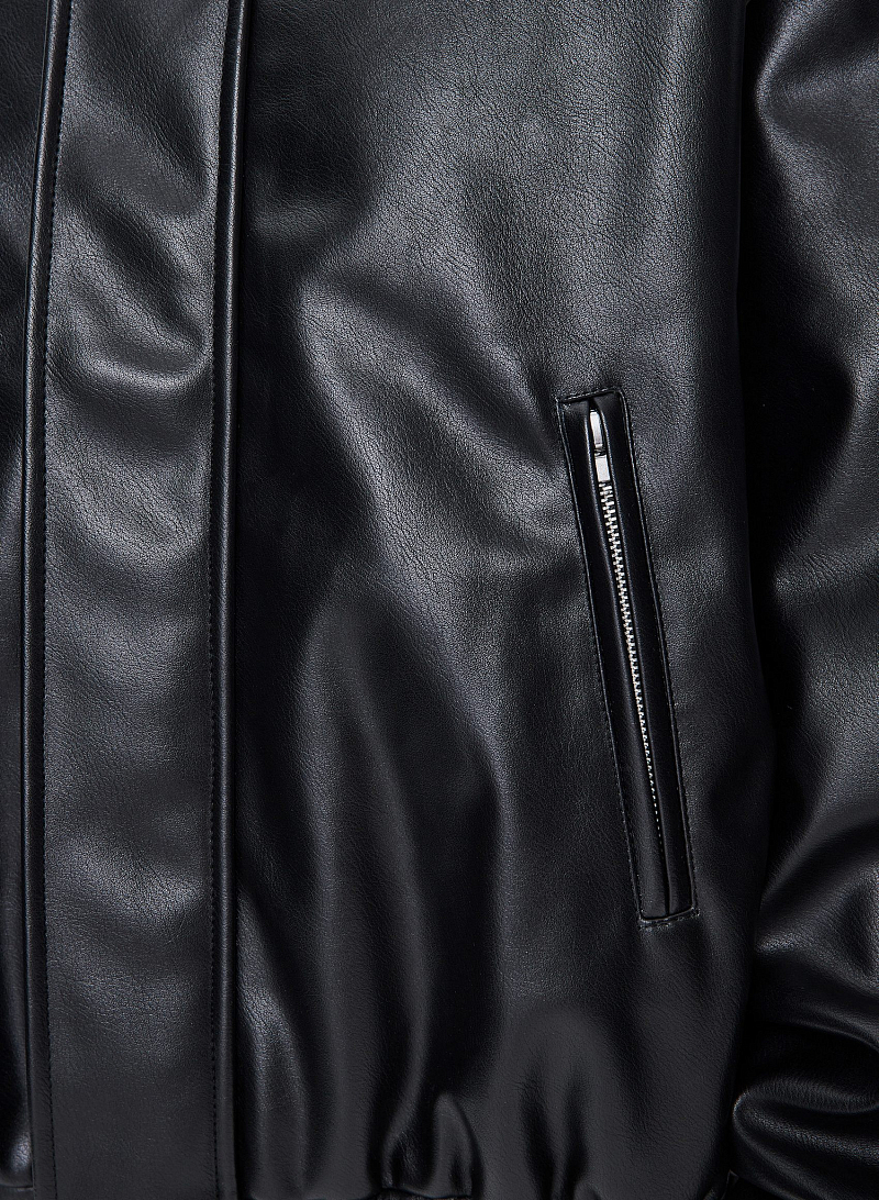 Бомбер кожаный FABLE FW2425 (Black)