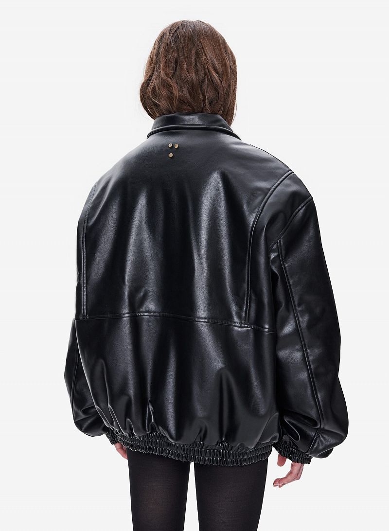 Бомбер кожаный FABLE FW2425 (Black)