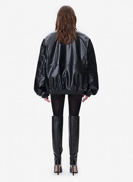 Бомбер кожаный FABLE FW2425 (Black)