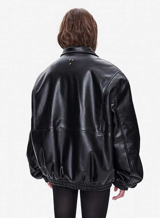 Бомбер кожаный FABLE FW2425 (Black)
