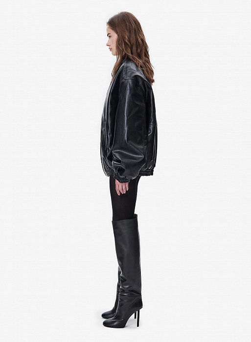 Бомбер кожаный FABLE FW2425 (Black)
